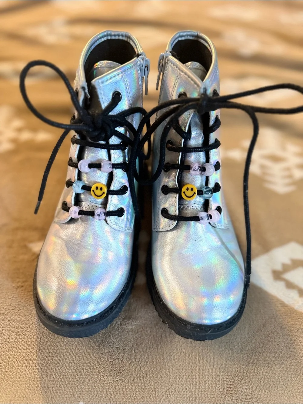 The Children's Place Toddler Girls Holographic Booties Beaded Size 1